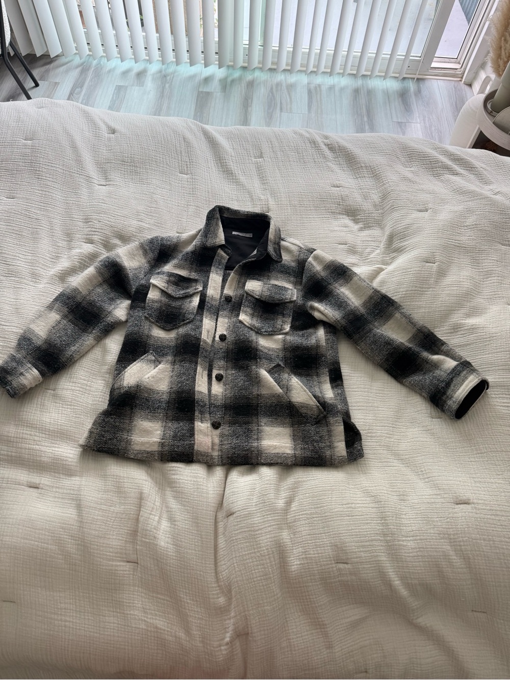 Carmar LF plaid black and white checkered button down jacket